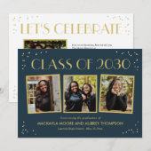 Fun Snapshots Editable Color Afstuderen Invitation Kaart (Voorkant / Achterkant)