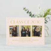 Fun Snapshots Editable Color Afstuderen Invitation Kaart (Staand voorkant)