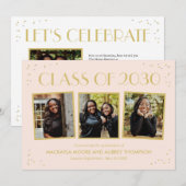 Fun Snapshots Editable Color Afstuderen Invitation Kaart (Voorkant / Achterkant)