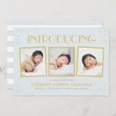 Fun Snapshots Editable Color Birth Notice Feestdagenkaart (Voorkant / Achterkant)