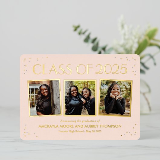 Fun Snapshots Folie Afstuderen Foto-uitnodiging Fo Folie Uitnodiging (Staand Voorkant)