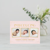 Fun Snapshots Real Folie Baby Aankondiging Briefka (Staand Voorkant)