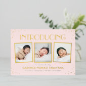 Fun Snapshots Real Folie Birth Notice Feestdagenkaart (Staand Voorkant)