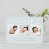 Fun Snapshots Real Folie Birth Notice Folie Feestdagenkaart (Staand Voorkant)