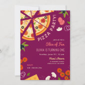 Fun-snee 1e verjaardag Pizza-feestje Kaart (Voorkant)