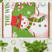 FUN Sneeuwman in rood Pet en sjaal | GROENE Kerstm Theedoek (Gevouwen)