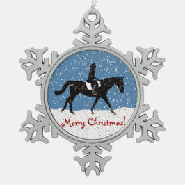 Fun sneeuwpaardenpaardkerst tin sneeuwvlok ornament