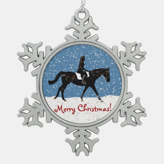 Fun sneeuwpaardenpaardkerst tin sneeuwvlok ornament (Voorkant)