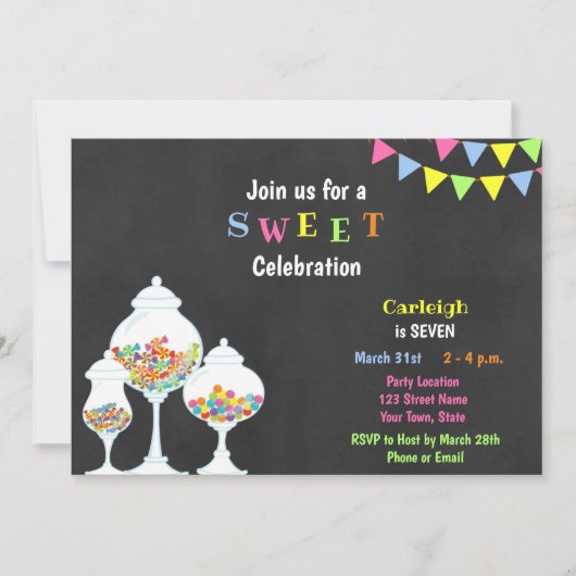 Fun Snoep Birthday Uitnodiging (Voorkant)