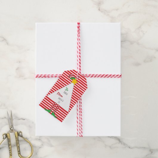 Fun Snoep Camouflage Elf Cadeaulabel (Met Touw)