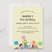 Fun Snoep First Birthday Invitation Kaart (Voorkant)