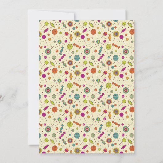 Fun Snoep First Birthday Invitation Kaart (Achterkant)