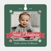 Fun Snoep First Kerstkandsnoer Lijst Foto Metalen Ornament (Voorkant)