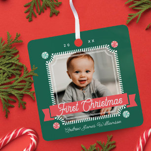 Fun Snoep First Kerstkandsnoer Lijst Foto Metalen Ornament