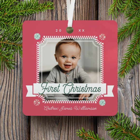 Fun Snoep First Kerstkandsnoer Lijst Foto Metalen Ornament