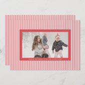 Fun Snoep Red Merry Kerstmis Pin Stripe Foto Feestdagenkaart (Voorkant / Achterkant)
