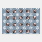 Fun Snowflake Blue Red Grey kerstmis Foto Inpakpapier Vel (Voorkant)