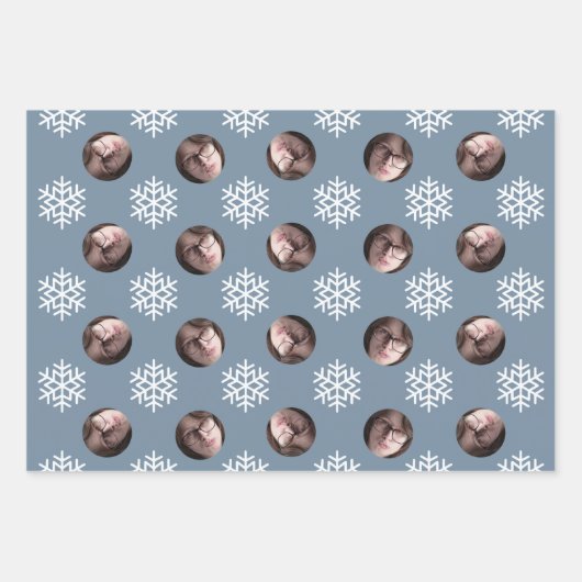 Fun Snowflake Blue Red Grey kerstmis Foto Inpakpapier Vel (Voorkant)