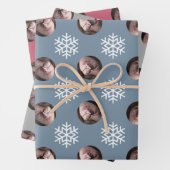 Fun Snowflake Blue Red Grey kerstmis Foto Inpakpapier Vel (In situ)