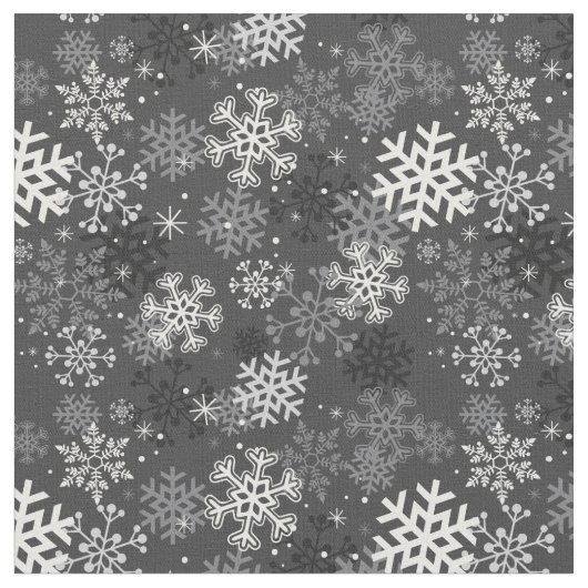 Fun Snowflake Print Fabric, grijs Stof (Close Up)