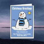 Fun Snowman Company Kerst Kaart met QR-code<br><div class="desc">Bedrijf kerst Kaart. Zakelijke kerst Kaart met QR-code binnen. Kerstgroet van een bedrijf. Fijne kerst voor de klanten. Leuke cartoon-stijl sneeuwman op een Christmas Greetings Kaart. Personaliseer met uw begroeting,  bedrijfsnaam en bericht,  enz.</div>