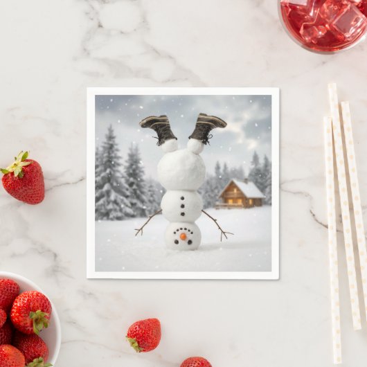 Fun Snowman Doing a Headstand Servet (Insitu)