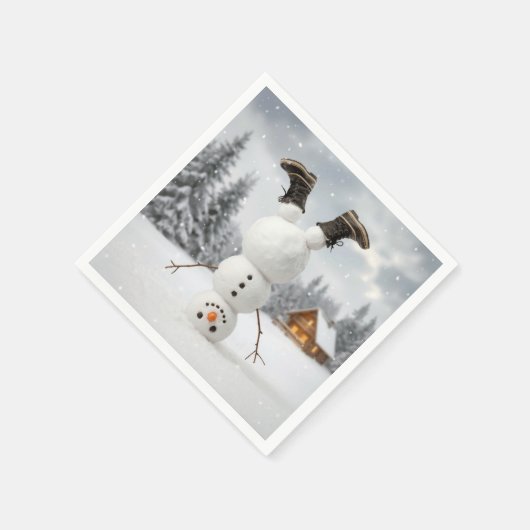Fun Snowman Doing a Headstand  Servet (Hoek)