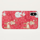Fun Snowman en Reindeer Kerstmis iPhone Case (Achterkant (horizontaal))