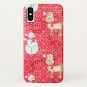 Fun Snowman en Reindeer Kerstmis iPhone Case (Achterkant)