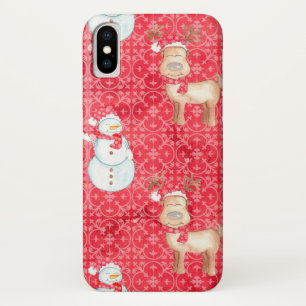 Fun Snowman en Reindeer Kerstmis iPhone Case