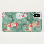 Fun Snowman en Reindeer Kerstmis iPhone Case (Achterkant (horizontaal))