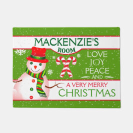 FUN Snowman for CHILD'S ROOM | GREEN Christmas Deurmat