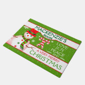 FUN Snowman for CHILD'S ROOM | GREEN Christmas Deurmat (Schuin)