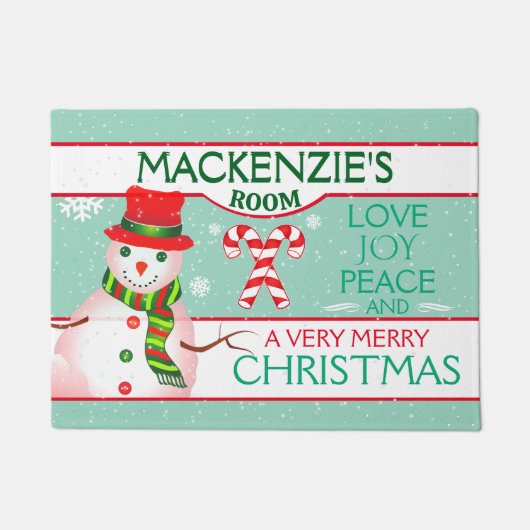 FUN Snowman for CHILD'S ROOM | TEAL Christmas Deurmat (Voorkant)