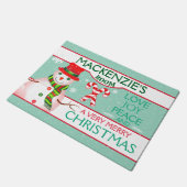 FUN Snowman for CHILD'S ROOM | TEAL Christmas Deurmat (Schuin)