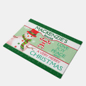 FUN Snowman for CHILD'S ROOM | Two GREEN Christmas Deurmat (Schuin)