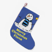 Fun Snowman in een Winter Scene. Kleine Kerstsok (Voorkant (Hangend))