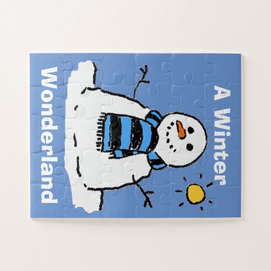 Fun Snowman in een winteromgeving Legpuzzel (Horizontaal)