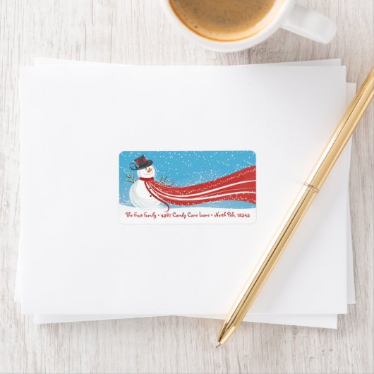 Fun Snowman-kerstadreslabel Etiket (Insitu)