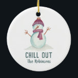 Fun Snowman-kerstfamilie Foto Keramisch Ornament<br><div class="desc">Cute snowman-kerstvakantie-ornament,  aanpasbaar aan uw specifieke kenmerken.</div>