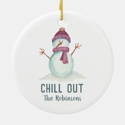 Fun Snowman-kerstfamilie Foto Keramisch Ornament (Achterkant)