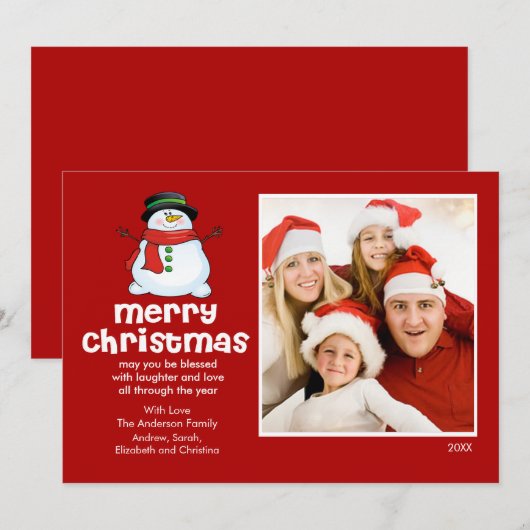 Fun Snowman-kerstfotokaart Kaart (Voorkant / Achterkant)
