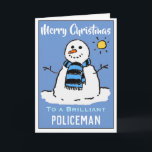 Fun Snowman-kerstkaart voor een politieman Feestdagen Kaart<br><div class="desc">Fun sneeuwman cartoon op een feestelijke kerstkaart. Kerstkaart voor een politieman.</div>