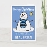 Fun Snowman-kerstkaart voor een schoonheidsspecial Feestdagen Kaart<br><div class="desc">Fun sneeuwman cartoon op een feestelijke kerstkaart. kerstkaart voor een schoonheidsspecialist.</div>