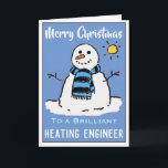 Fun Snowman-kerstkaart voor een verwarmingsingenie Feestdagen Kaart<br><div class="desc">Fun sneeuwman cartoon op een feestelijke kerstkaart. kerstkaart voor een verwarmingsingenieur.</div>