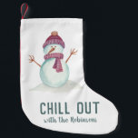 Fun Snowman Kerstmis Kleine Kerstsok<br><div class="desc">Leuke sneeuwman Kerstkous aanpasbaar met je eigen familienaam.</div>