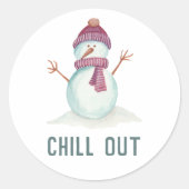 Fun Snowman Kerstmis Ronde Sticker (Voorkant)