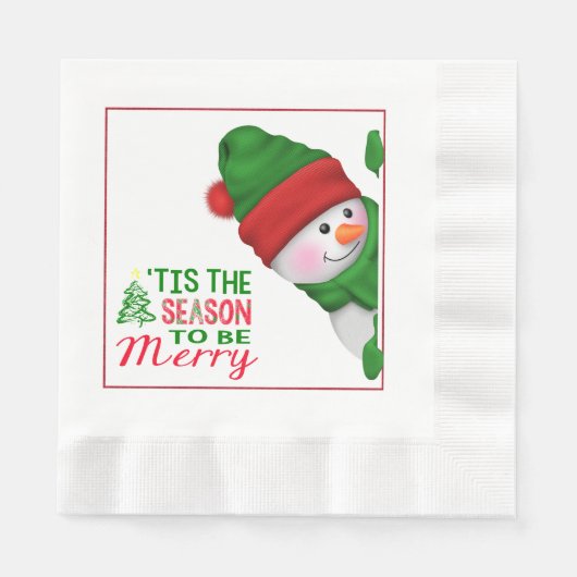 Fun Snowman-kerstpapier Napkin Servet (Voorkant)