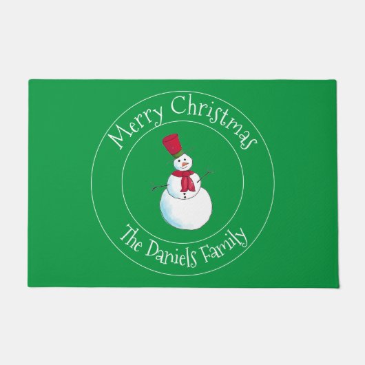 Fun Snowman Monogram Doormat Deurmat (Voorkant)