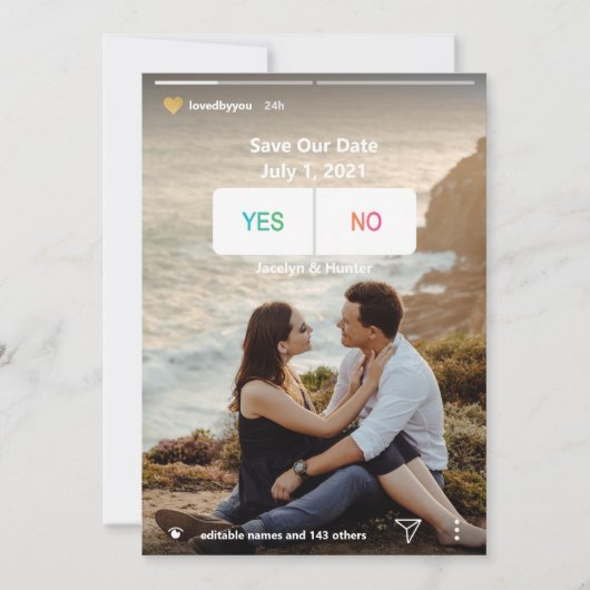 Fun Social Media Ja Geen foto De datum Kaart opsla (Voorkant)